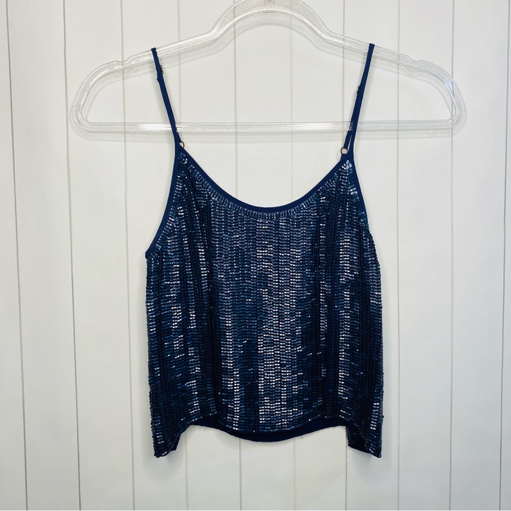 MLV Ozzy Midnight Blue Sequin Beaded Cami Tank Top Revolve XS GoingOut Party Y2K